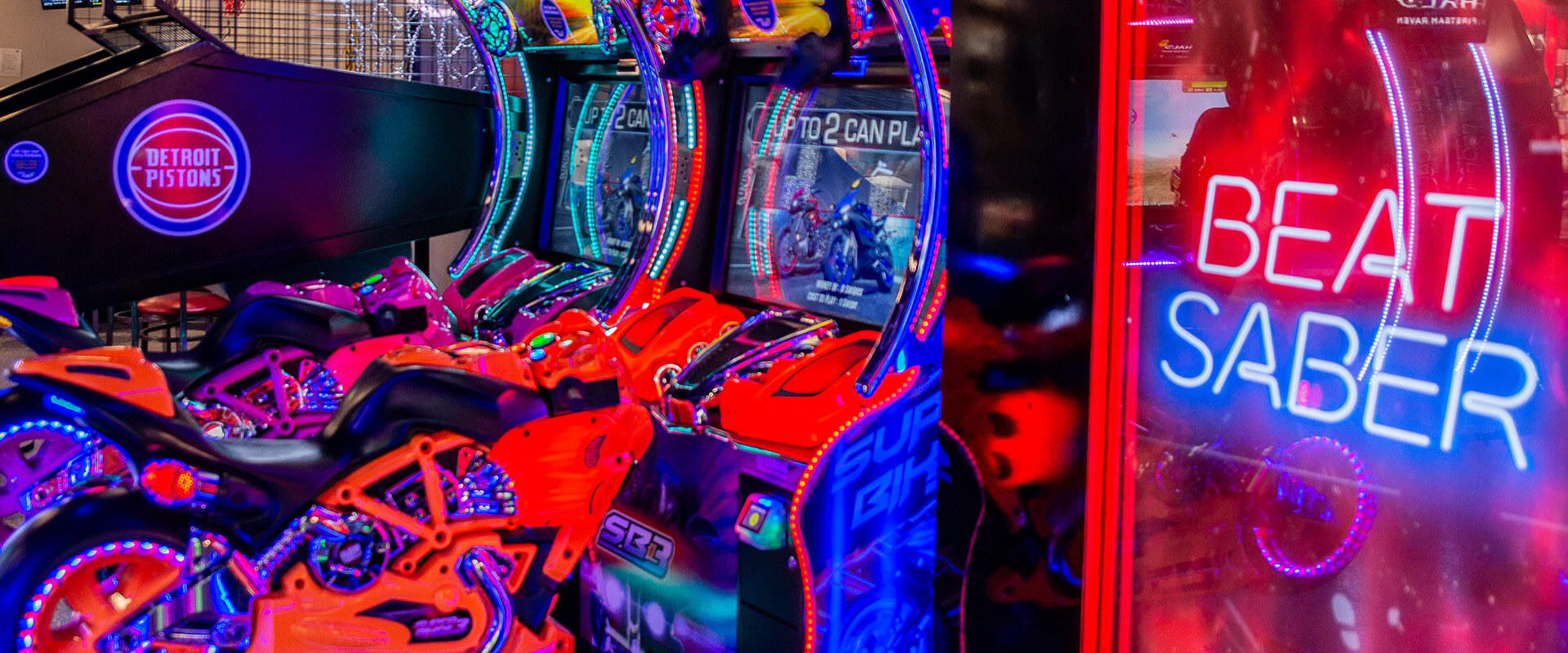 Beat Saber Virtual Reality and bike racing arcade game